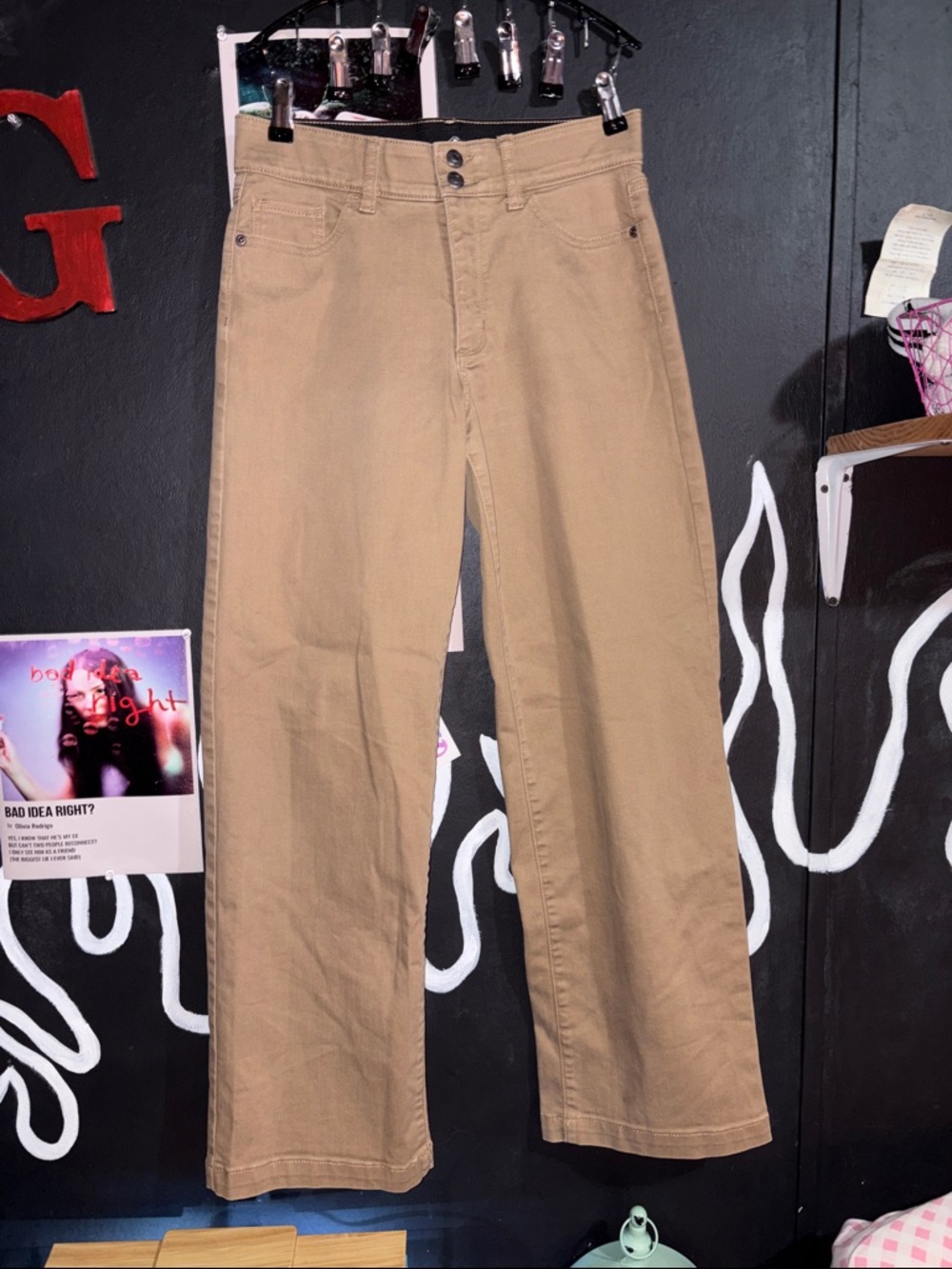 St. John's Bay Black and Khaki Wide-Leg Pants